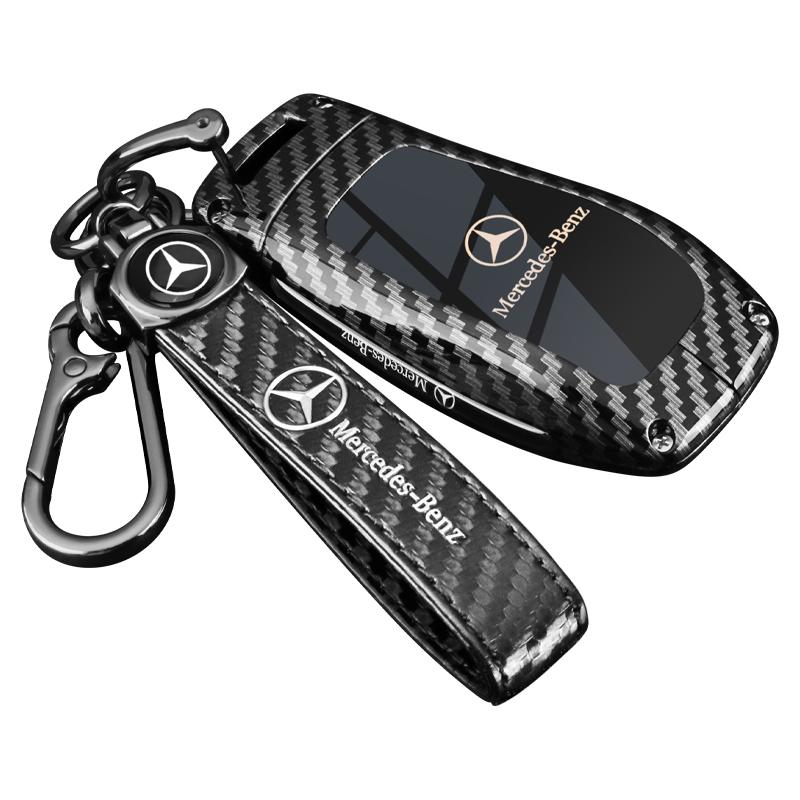 PNR1 Carbon Fiber Look Silicone Remote Car Key Case Cover Shell Keychain for Mercedes Benz A C E S Class W203 W204 W212 W213 W176