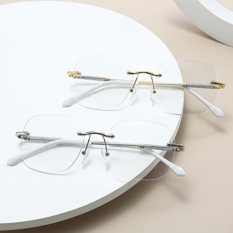 Women's Stylish Glitter Borderless Photochromic Glasses with Anti-Blue Light Slimming Lenses