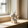 Layered Dragon Mane Sculpture 3D Printed Qilin Statue, Traditional Chinese Mythical Beast Figurine, Auspicious Customizable White Base Decoration