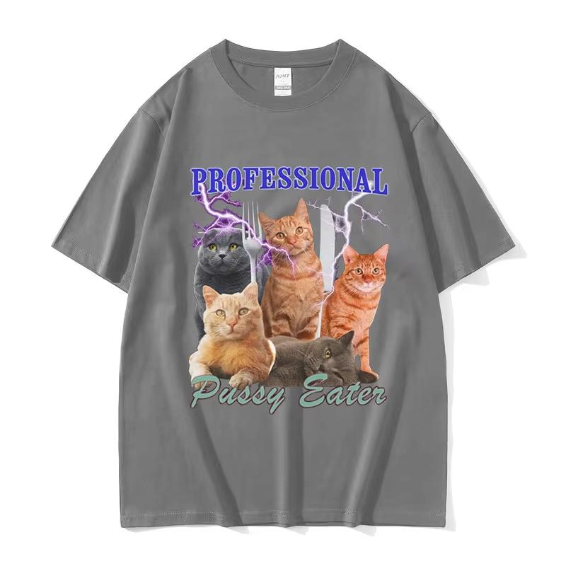 2025 Summe Professional Pussy Eater Funny Cat Lover Tee Shirt Unisexs Leisure Fashion Clothing 100 Pure Cotton Printed Tshirt