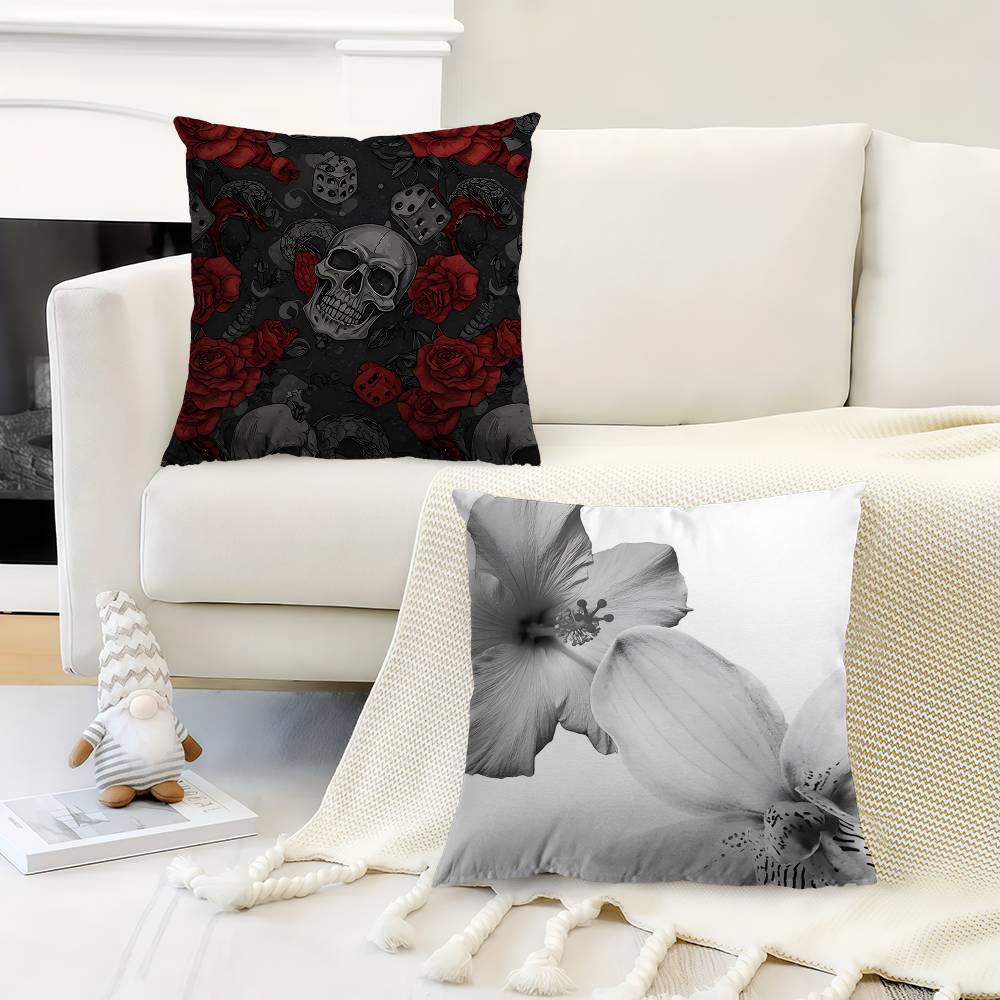 Black  White Floral Pattern Pillow Cover Sofa Cushion Cover Home Room Decoration Children Gift