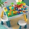 Multifunctional Children's Tables and Chairs Set of Toddler Puzzle Blocks Assembled Toys Blocks Children's Blocks World Gift