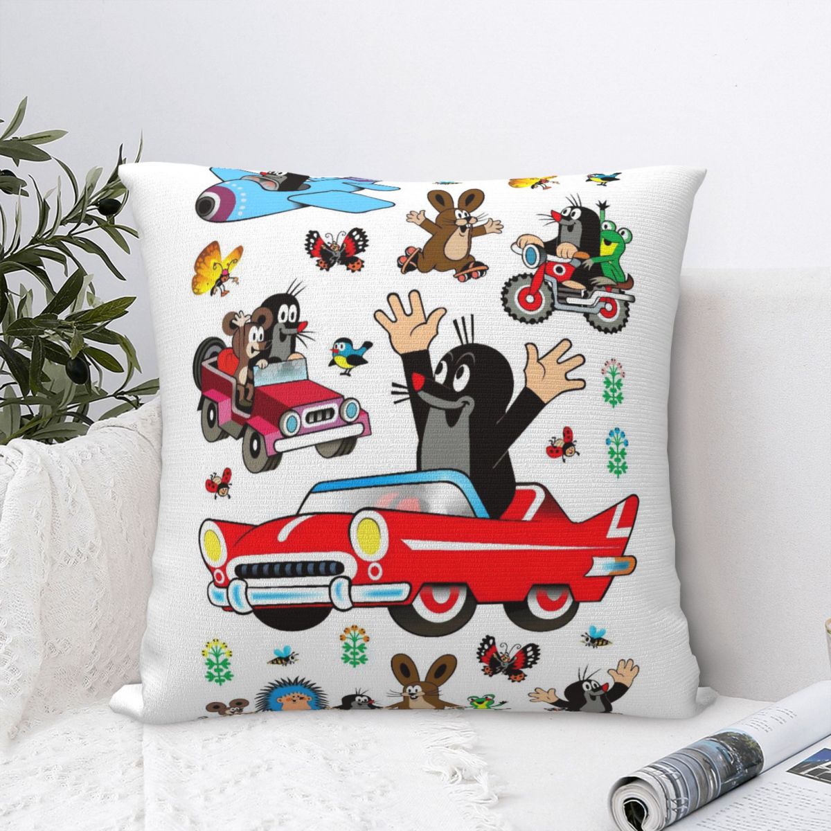 Fine Glasses Unisex Pillow Case The Little Mole & Friends Soft Pillow Cover Funny Cushion Cover Printed Pillowcases For Office Car Home Decorative