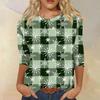 Weihnachten Limitierte Edition Damen 3D Roter Weihnachtsbaum Aufdruck Rundhals Langarm T-Shirt Mode Lässig Langarm Oberteil