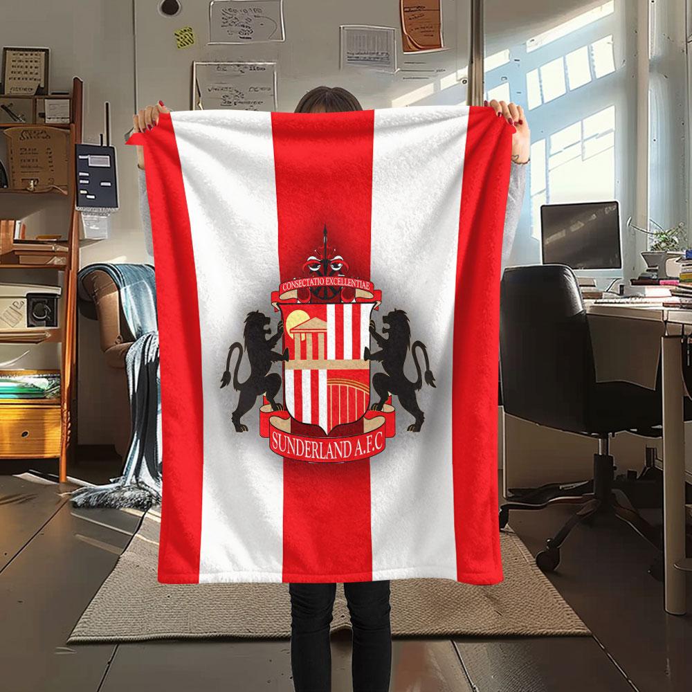 1PC Sunderland Association Football Club Patterned Flannel Blanket Suitable For All Seasons for Home Decor Warmth and Comfort Gifts Holiday Present