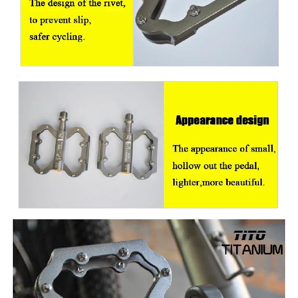 TiTo Titanium Ultralight Pedal Bicycle Pedal Titanium Alloy Axis Bike Pedals  MTB Cycling Titanium Bike 1 Pair Titanium Pedal