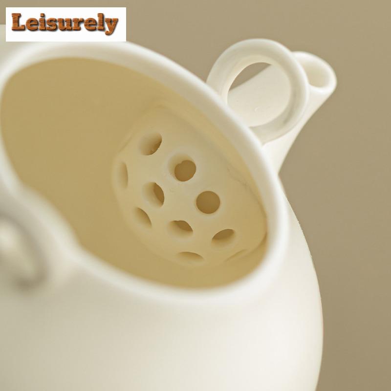 132ml Handritad Orkide Vindspel Lyftande Handtag Tekanna Te-sil Kanna Tebryggare Vattenkokare Med Sil Te-service Hantverk Gåva