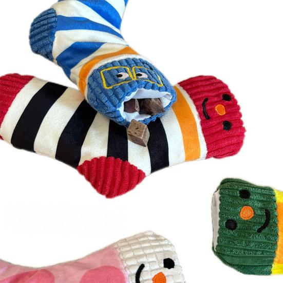 Plys Sok Hundelegetøj Interaktivt Velour Knirkende Hundetyggelegetøj Madskjuler Snusetøj Sikkert for Hvalpetænder Kedsomhedsafhjælpning