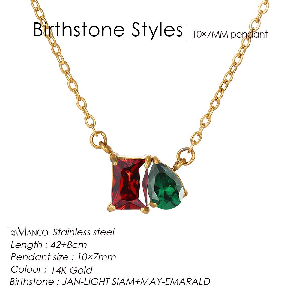 EManco Stainless Steel Zirconia Princess Cut Waterdrop Double Pendant Necklace Women s Trendy Anniversary Statement Fine Jewelry 42+8CM&Gold Color