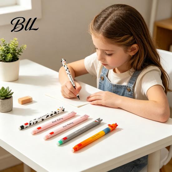 Kid-friendly Pen Farm Animal Erasable Gel Pens for Kids Cute Cartoon Cow Turkey Donkey Child Safe Pig Design Smooth Writing Easy Erase Fun School