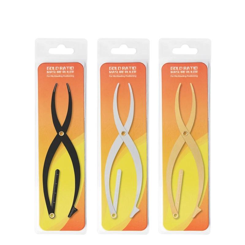 1 Pcs Black Gold Silver Proportional Stainless Steel Ruler Eyebrow Stencils Golden Ratio Measure Microblading Positioning Tool