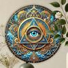 Mystic Eye of Providence Metal Tin Sign 8x8 Inch Vintage Round Wall Art BOHO Rustic Home Decor Hanging