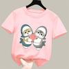 Cute Shark Cat Print Tshirts For Girls Summer Children Casual Kawaii Colorful Comfortable Tops Kids Oneck Short Sleeve Tees