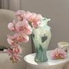 Rosa Phalaenopsis Konstgjord Blomsterarrangemang med Fuktig Känsla - Högkvalitativ Heminredning Vas Set