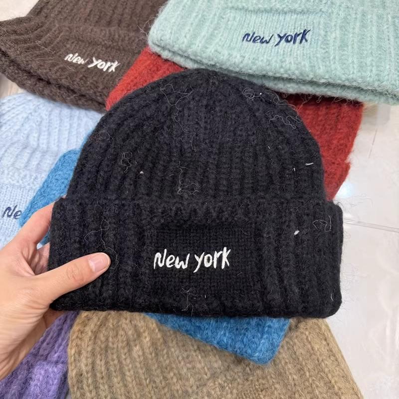 Internet celebrity trendy brand letter embroidery thin age-reducing wool hat women's autumn and winter warm niche knitted hat cold hat versatile