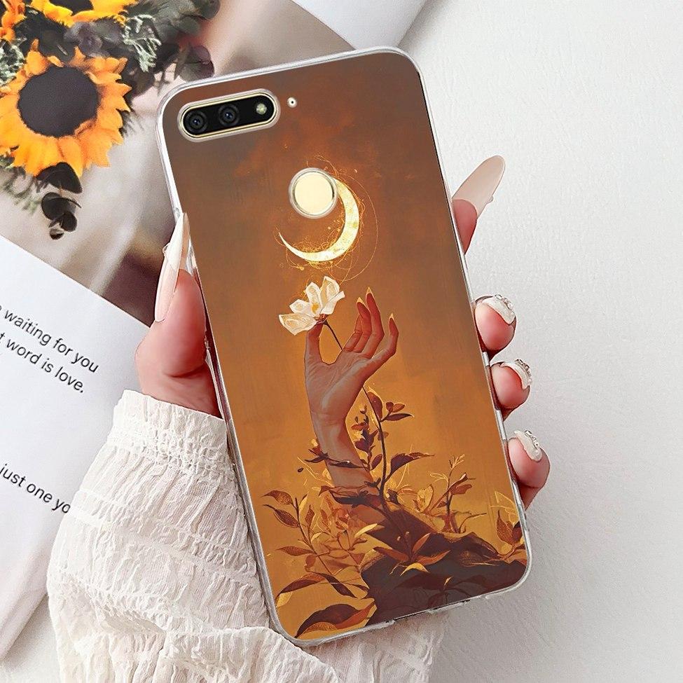 For Huawei Y6 Prime 2018 Case Clear Cute Fashion Flowers Luxury Painted Cover For Huawei Y6Prime 2018 Phone Case ATU-L42 ATU-L31