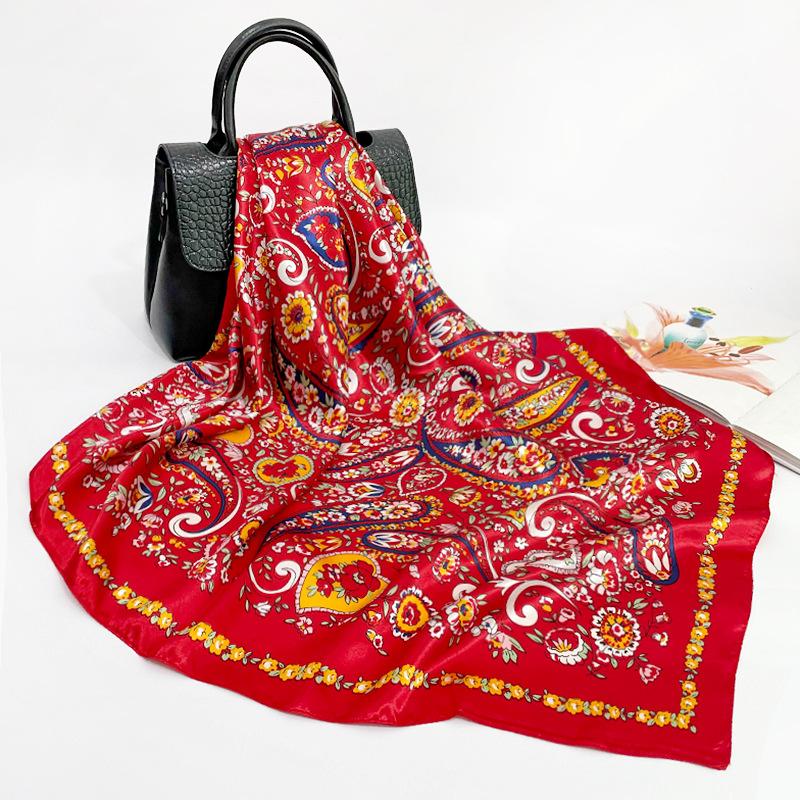 

Высококачественные роскошные шелковые шарфы, повязка на голову, шарфы, шейный шарф для женщин, шелковый шарф с цепочкой, женская декоративная шаль 90cm