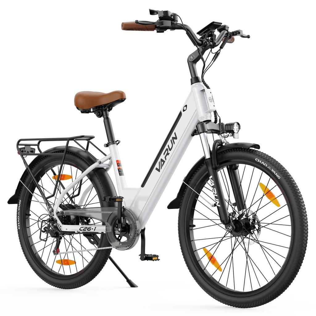 VARUN C26-1 Outdoor Riding Electric Bicycle With TowSeat 500W Motor  48V10.4Ah Battery Urban Commuting E-Bike 26 Inch Road Tires Electric Bike