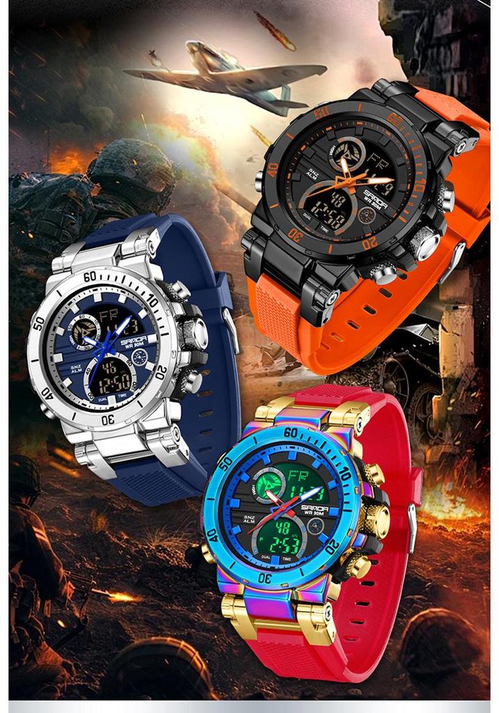 SANDA Men's Waterproof Sporty Digital Watch - Trendy, Cool, and Multifunctional for Teenagers and Students
