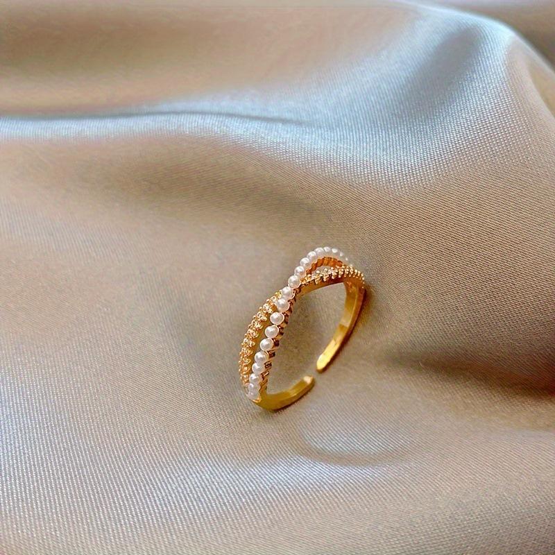 Chic Rhinestone Crisscross Open Ring