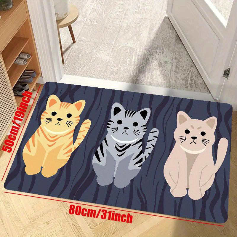 Cute Cat Design Anti-Fatigue Kitchen Rug - 1pc, Soft, Oil-proof, Waterproof, Non-Slip - Super Absorbent and Washable for Versatile Home Use