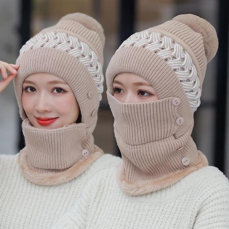 

NORTHWOO Зимняя женская шапка-бини, шарф-шапка, цельная вязаная шапка-бини, шапка-чехол, теплая шапка для защиты ушей one size