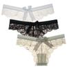 3 Pcs/Lot Women's Lace Bow Thongs Sexy Low Waist Panties Underpants