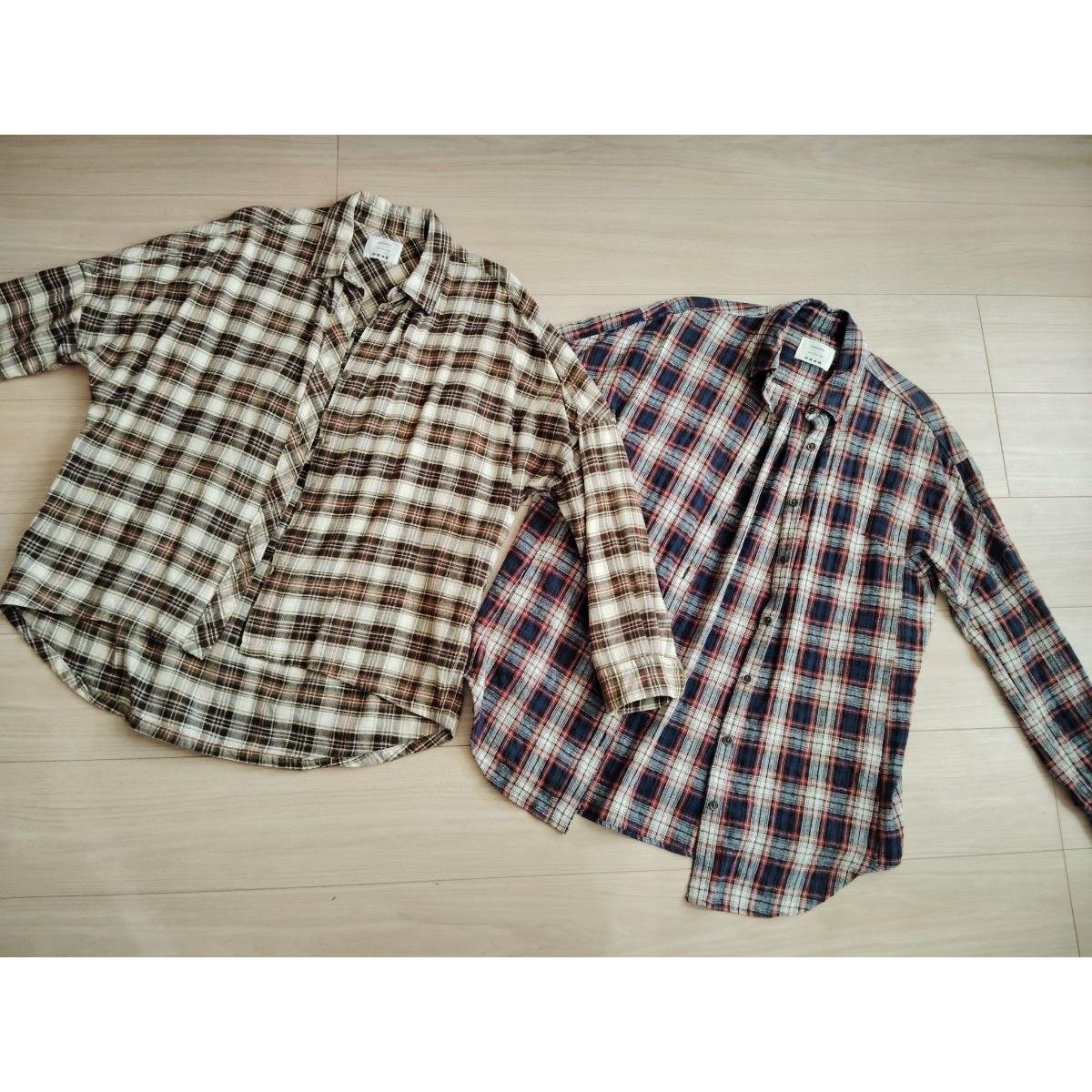 PLST Check flannel shirt M 2 sets