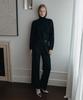 Illoje Double Tuck Wide Belted Slacks (Black)