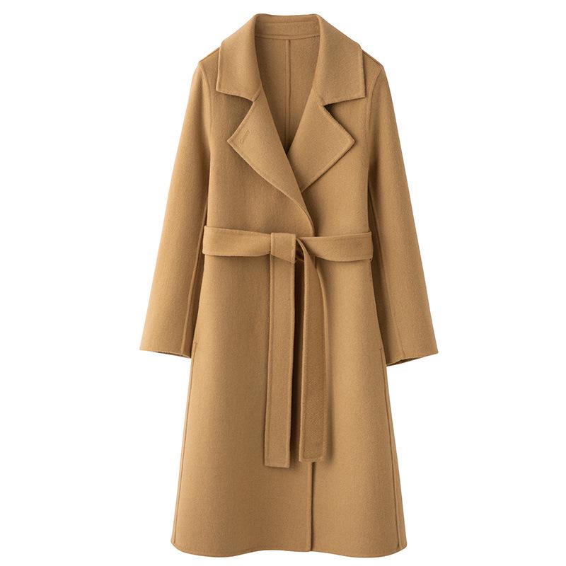 New Women's Autumn/Winter Double-Faced 100% Wool Long Slimming Overcoat