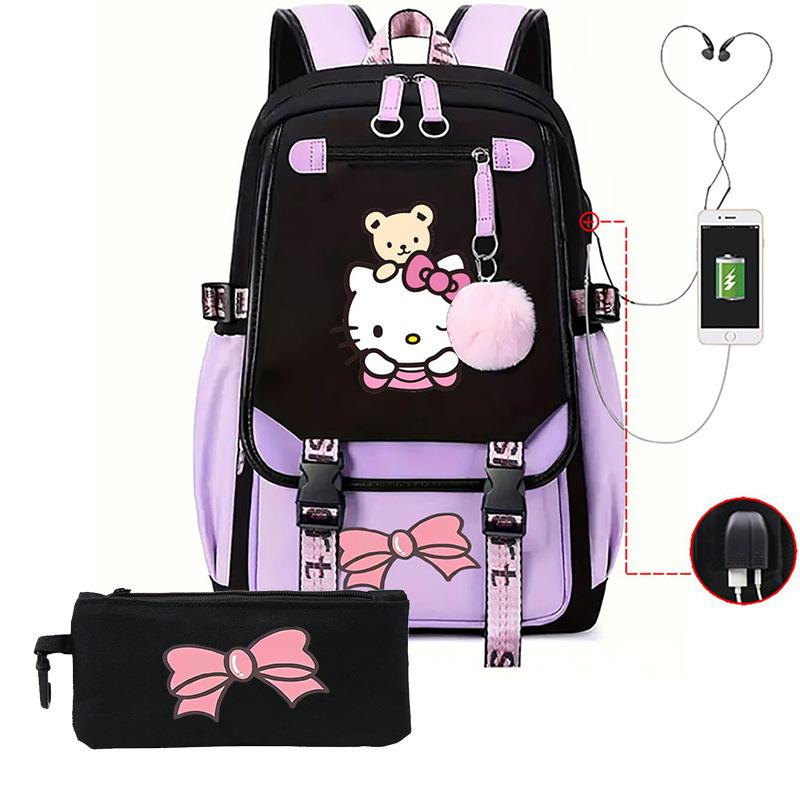 3-teiliges Schulrucksack-Set für Schüler Große Kapazität Oxford-Stoff Schultasche mit Schultergurt und Federmäppchen