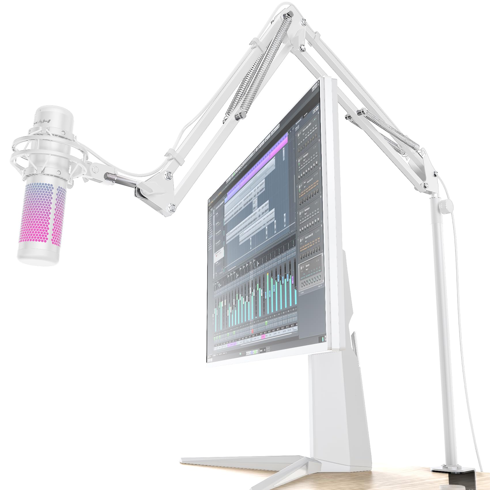 

CACENCAN M02 Microphone Microphone Arm Tabletop Desk Arm Improved Longer and Higher Adjustable Angle and For Condenser For Live Wiring Conversion білий