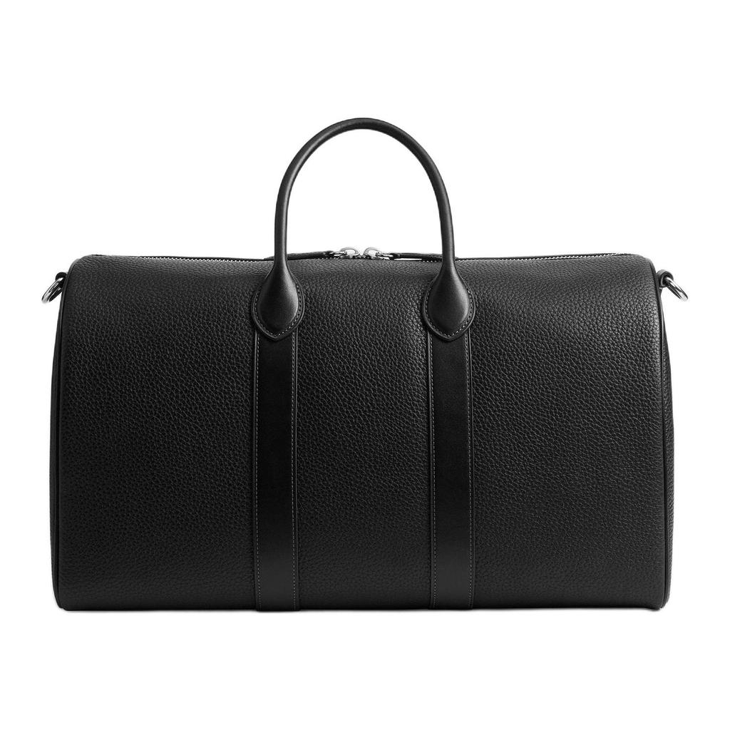 Coach Compass 45 Silver Zipper Closure Leather Bowling Bag Unisex Shoulder Bag Black CCB85-BLK