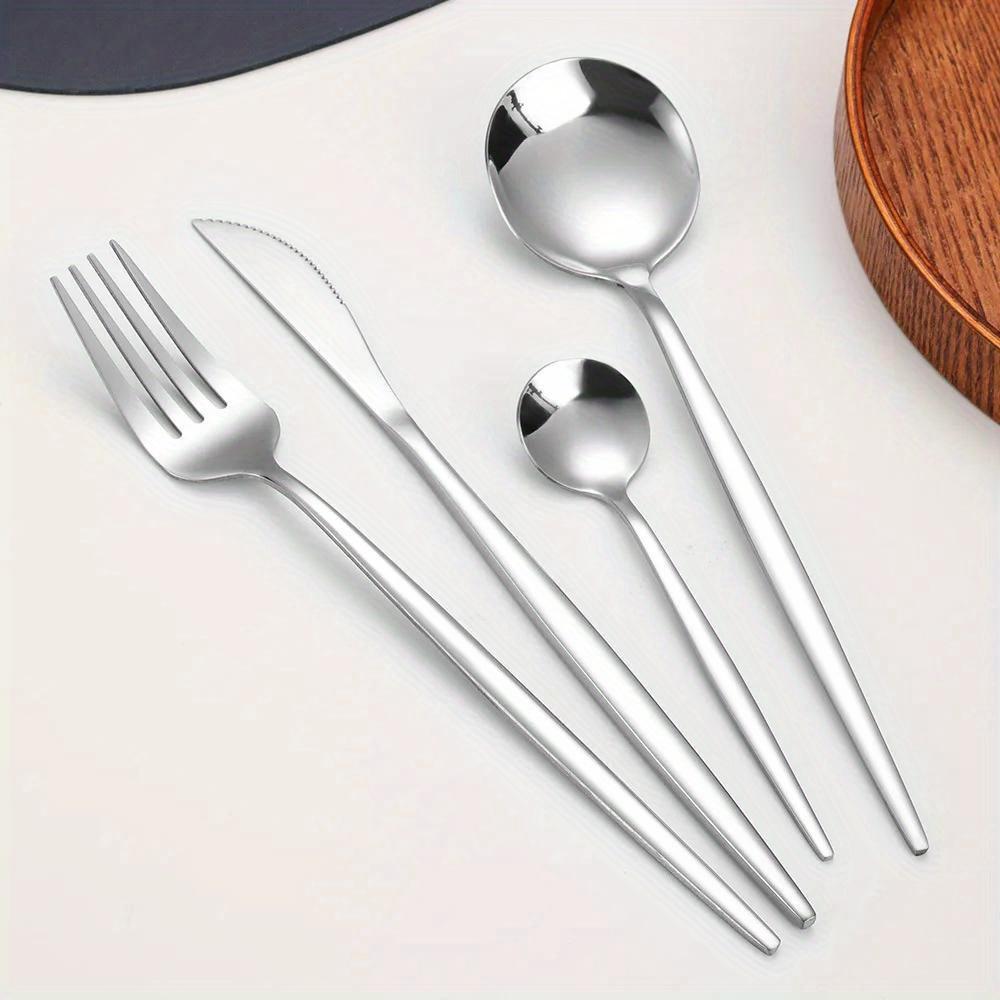 24-Piece Portugal Dinnerware Set - Flatware with Dishwasher Safe and Rust-Resistant Finish - Ideal for Kitchen Tableware and Everyday Dining