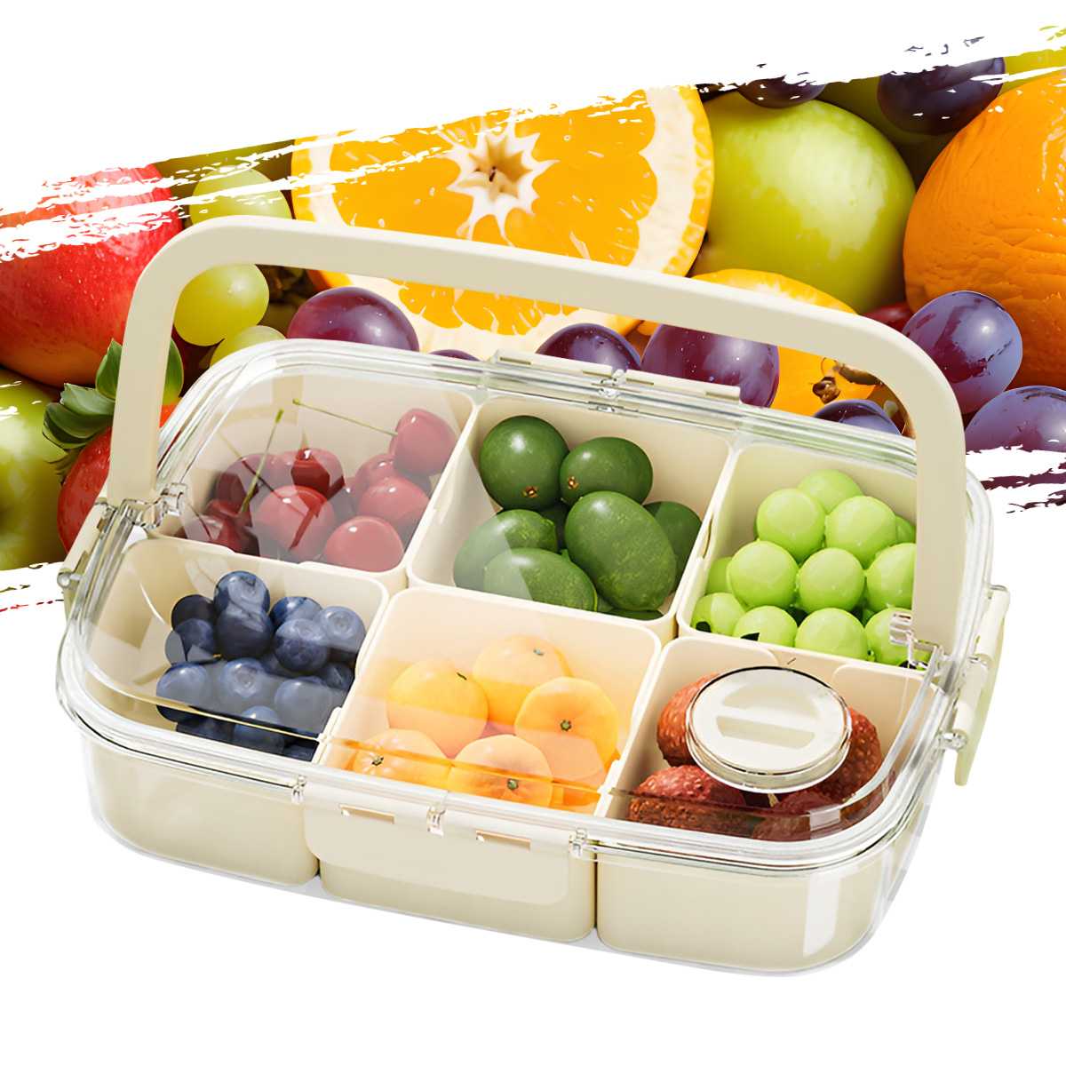 Grid refrigerator storage box, food grade fruit sealed fresh-keeping freezer, portable and convenient fresh-keeping box