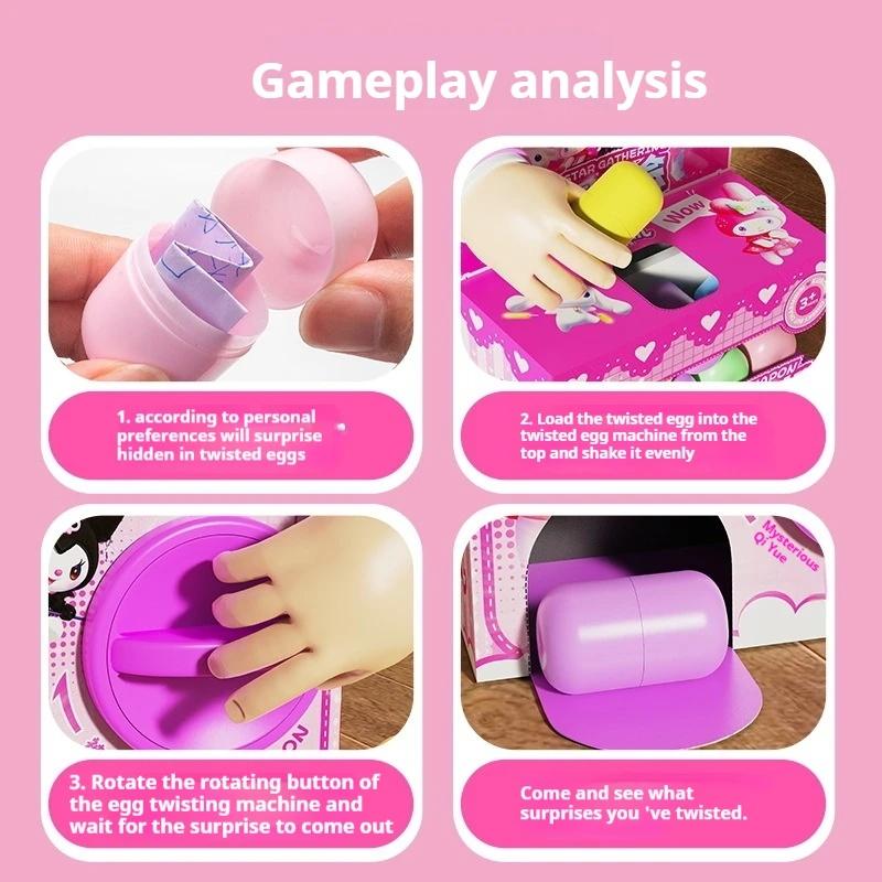 Sanrio Dětský Kreslený Melody Kroutící Vejce Stroj Mini Panenka Chytání Panenek Stroj DIY Zábavné Vejce Slepá Krabička Hračka Dětské Dárky Překvapení