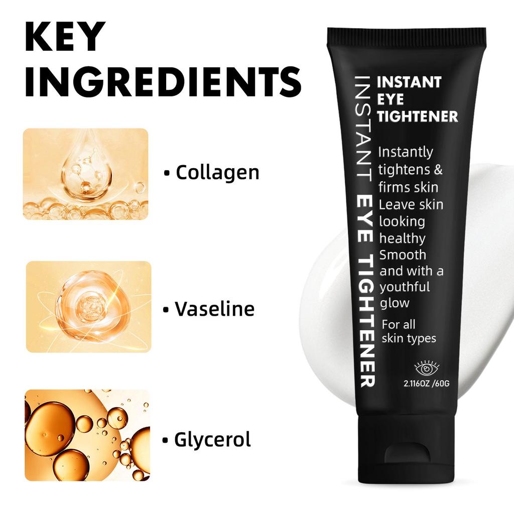 Krem Natychmiastowo Napinający Skórę Wokół Oczu - Natychmiastowo Napina i Ujędrnia Skórę Wokół Oczu, Głęboko Nawilża i Wygładza Skórę, Redukuje Worki pod Oczami - Delikatny i Bezpieczny do Codziennego Użytku, 60g