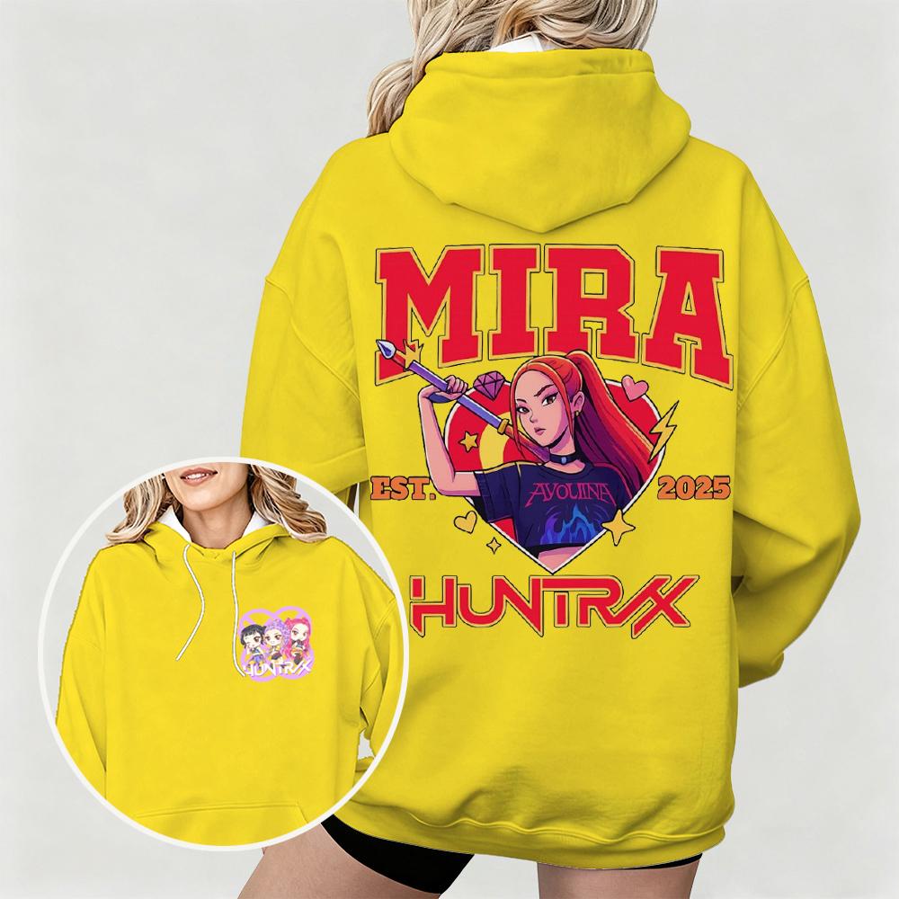 Women KPop Demon Hunters Hoodie with Mira Graphic Character Perfect for Autumn Winter Casual Wear Fashionable Outdoor Pullover