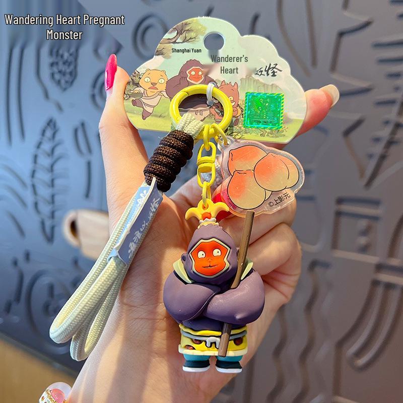 Langlang Mountain Couple Pig Goblin Plush Keychain Pendant - Creative & Cute Backpack Ornament