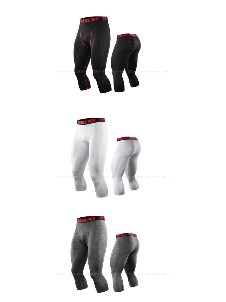 Men's Quick-Dry Basketball Capri Compression Pants for Running and Fitness