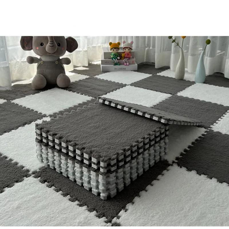 10pcs/16pcs 30x30cm Living Room Home Foam Plush Patchwork Floor Mat Exercise Children Carpet Baby Play Mat Bebe Mattress
