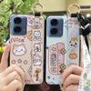 Ring Waterproof Phone Case For MOTO G24 Power Back Cover Anti-dust Durable Wristband Kickstand Protective Lanyard Cute