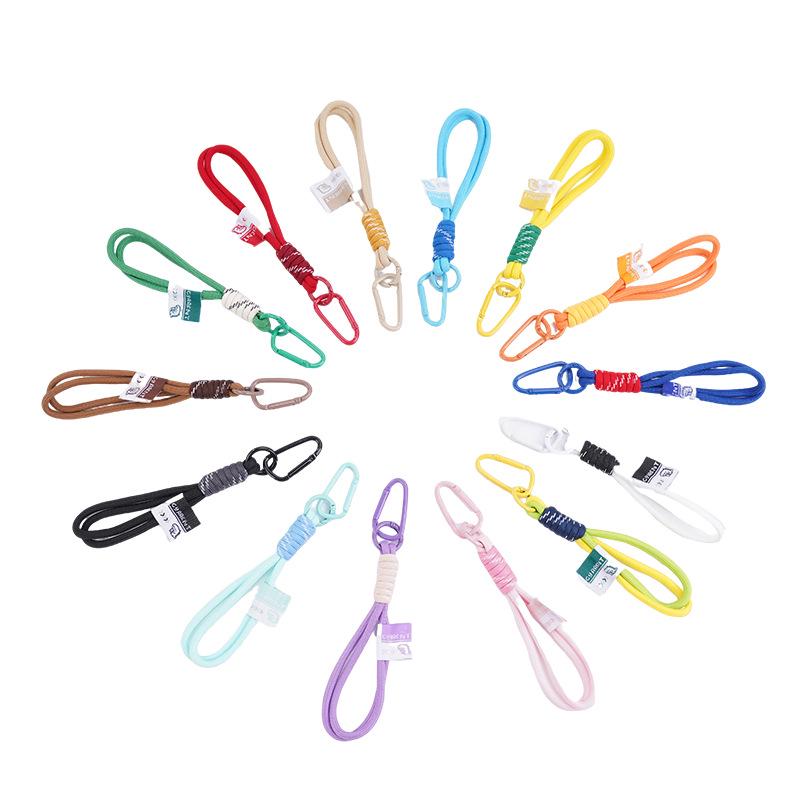 Colorful Cartoon Nylon Keychain Lanyard with Metal Doll Figure and Perler Bead Pendant