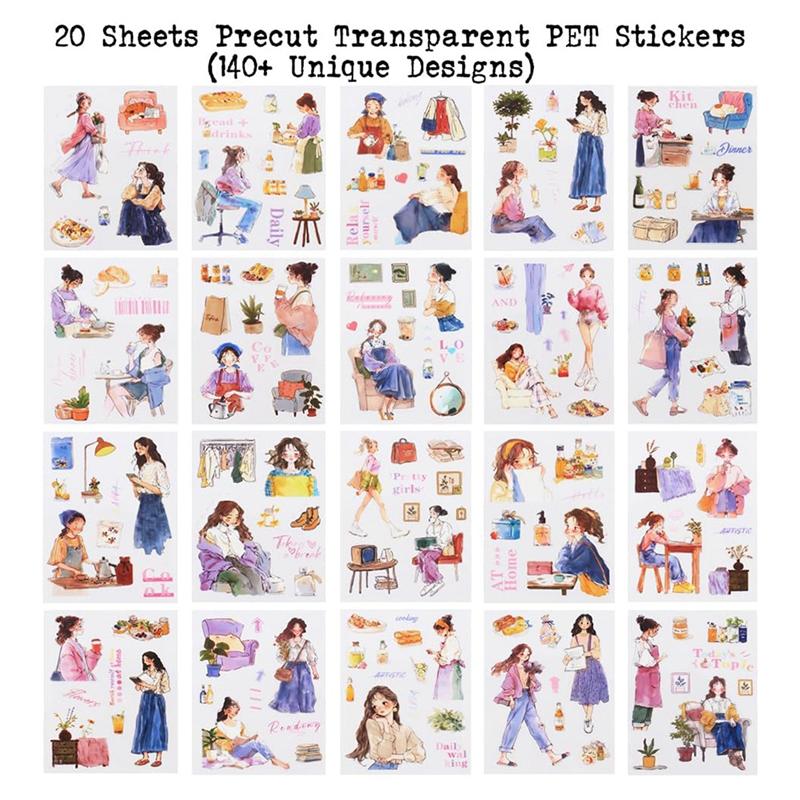 Women Journal Sticker Book, PET People Stickers For Journaling, Scrapbook, Junk Journal Supplies Dream Harbor