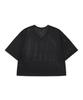 Leubase Oversized Mesh V-Neck Tee_Black