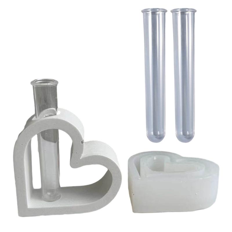 Heart Shaped Silicone Mould Hydroponic Test Tube Plant Vase Mold Cement Flower S Resin Mold Decor Concrete Molds