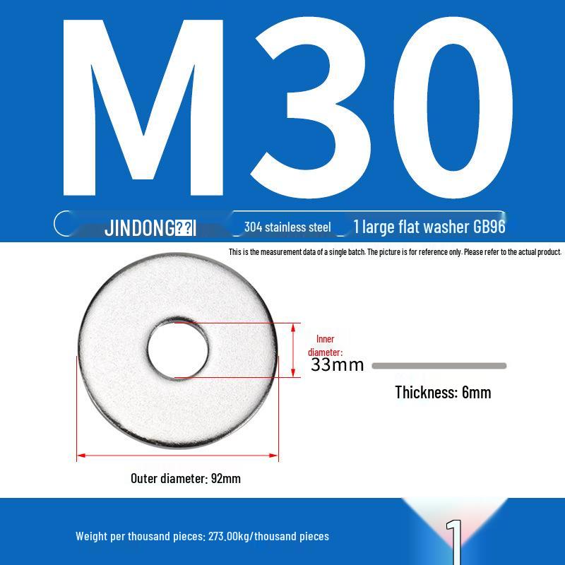 Stainless Steel 304/201/316 Oversized Thick Flat Washer Gasket Screw Washer GB97/GB96