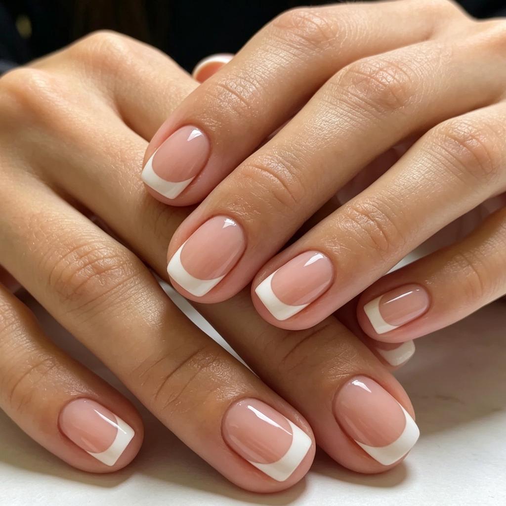 24 Stuks Nagellak Melkwit Breed Frans Ins Stijl, Zacht Temperament Middellang Vierkant Draagbare Nagels