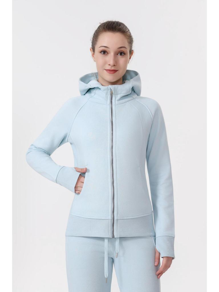 Women's Scuba Slim-fit Full Zip Fleece-lined Hooded Sweatshirt for Casual Sport & Yoga