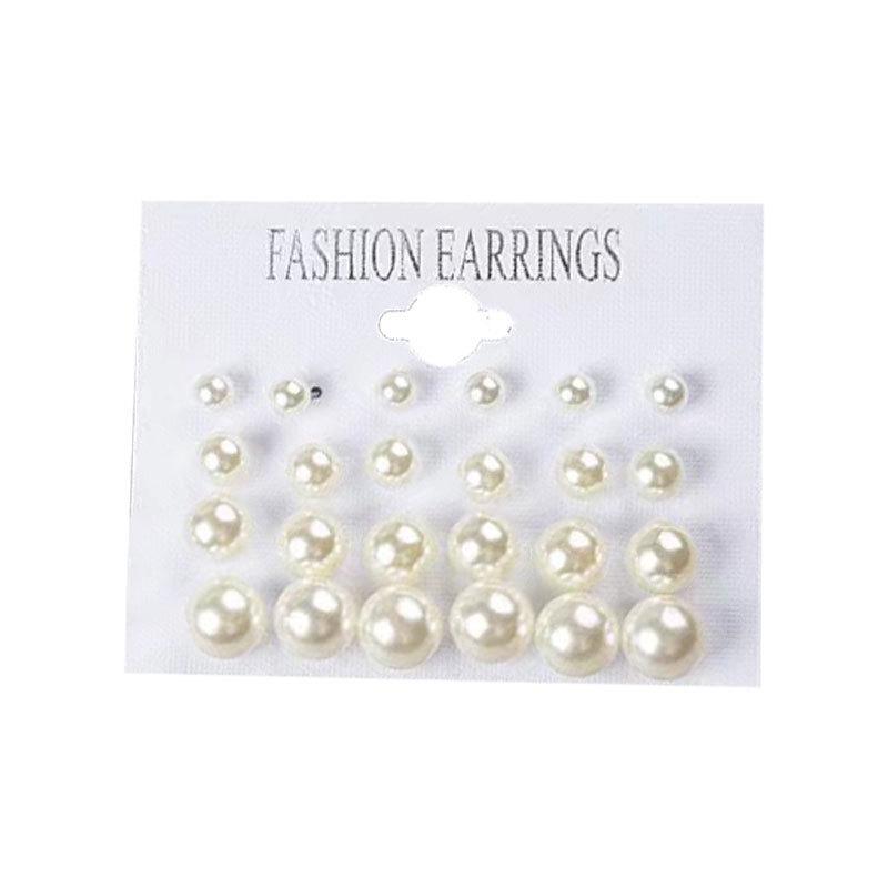 Versatile Round Pearl Earrings, High-End Earrings, Simple Stud Earrings, Twelve Pairs Of Women'S Fashion Stud Earrings